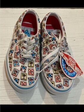 Vans Kids White Multi Cartoon Print Canvas Sneakers